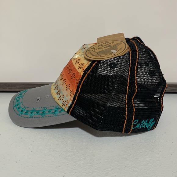 Catchfly Steer Head Embroidered Distressed Ponytail Baseball Hat/Cap-OS NWT - Picture 5 of 10